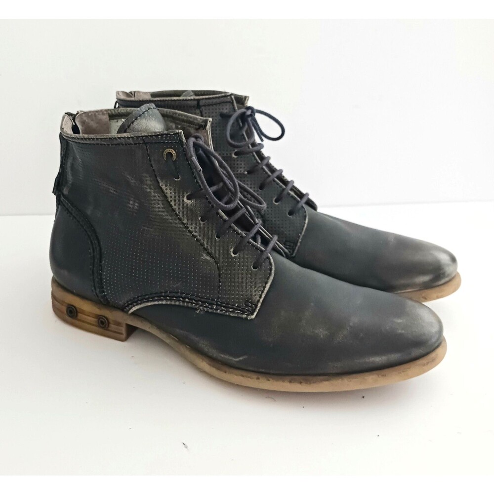 DIESEL Boa Vista Chron Zip Ankle Boot Gray Distressed Leather 41 US 8.5